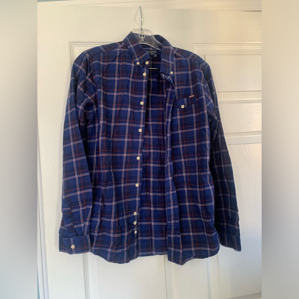 Nukutavake Plaid Button-Down Shirt - Men's Size 16 (M) - Designed in Spain